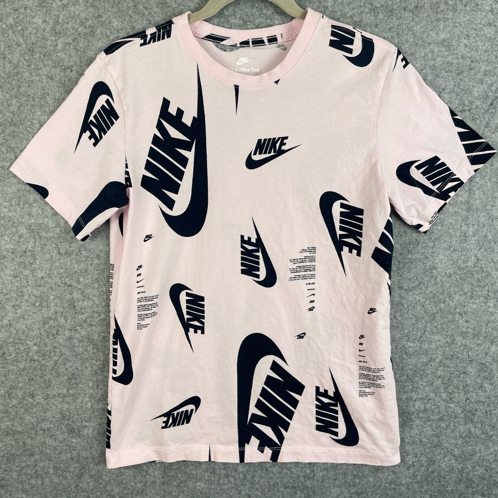 Nike AOP Tee Shirt Mens Small Pink Black All Over Print T-Shirt DR7817-663